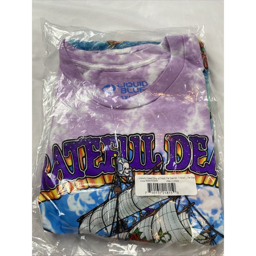 VTG Liquid Blue Grateful Dead Ship Of Fools 2001 Tie Dye T Shirt Liquid Blue 3XL
